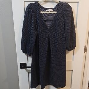 LOFT Navy and Black Long Sleeve Dress